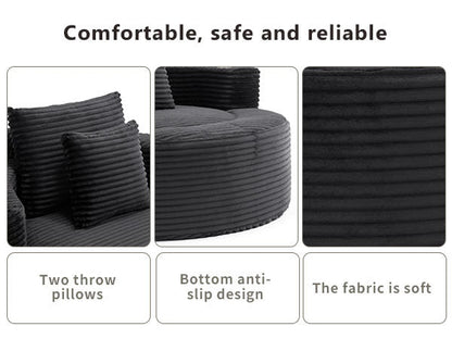 55" Round Memory Foam Velvet Sofa Bed with Cup Holder