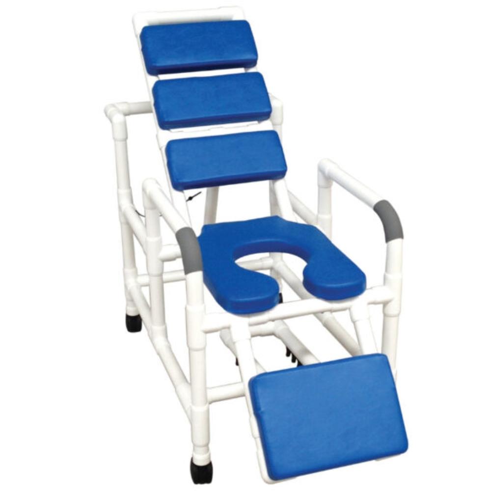 MJM International 193-SSDE-TP Reclining Padding Shower Chair With Open Front Soft Seat And Elevated Leg Extension, 325 Lbs Weight Capacity