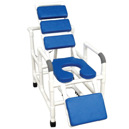 MJM International 193-SSDE-TP Reclining Padding Shower Chair With Open Front Soft Seat And Elevated Leg Extension, 325 Lbs Weight Capacity