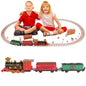 193-Piece: Electric Train Set Steam Locomotive Passenger Coach Coal Car Christmas Train