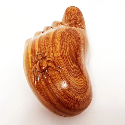 2" Red Sandalwood Insects on Foot Netsuke – Japanese Miniature