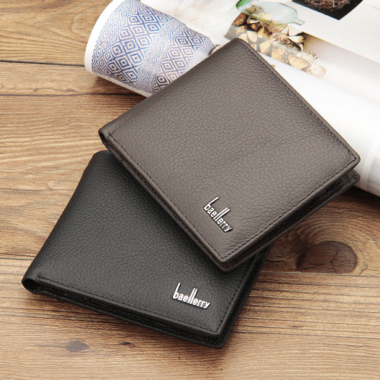 Genuine Leather Two-Fold Short Coin Purse For Men