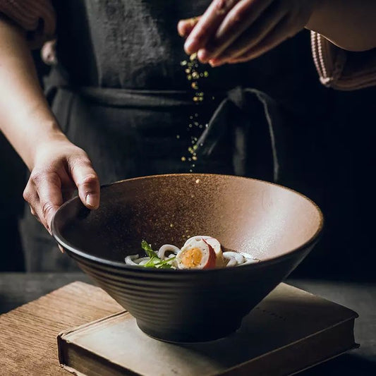 Japanese Ceramic Bowl Household Large Bowl Ramen Bowl Top diameter: 7-9 inches Size: L*H 23.8*9.6cm