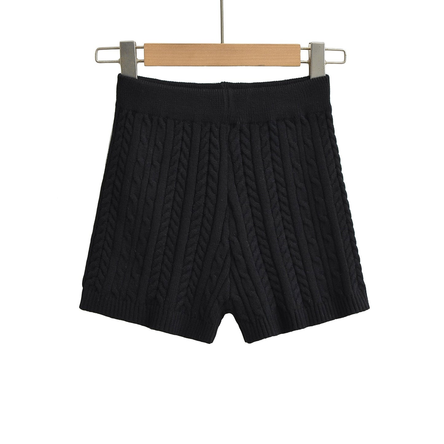 Versatile Solid-Color Tight Knitted Shorts