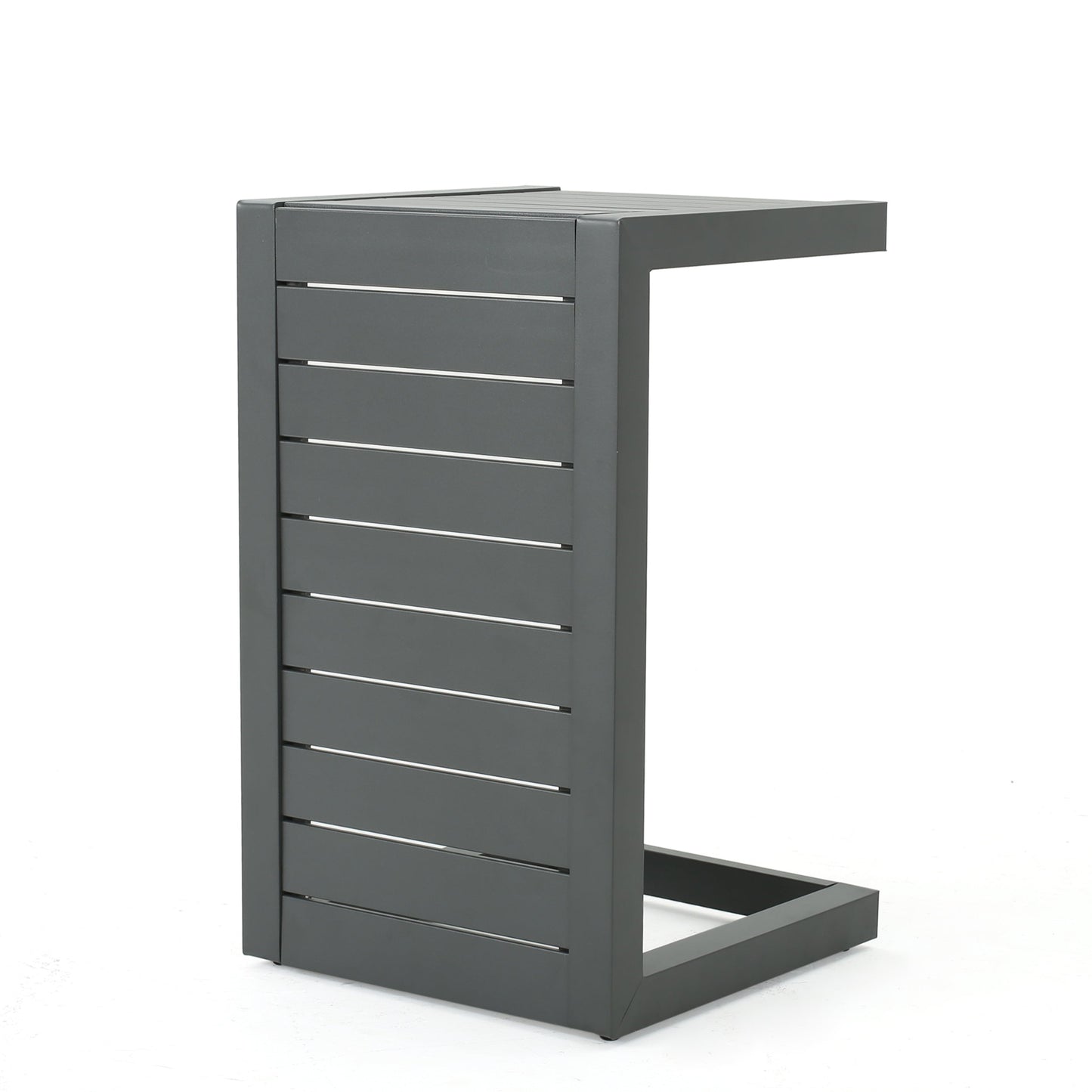 Outdoor C-Shape Side Table Aluminum Gray 14.5x15x24
