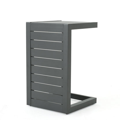 Outdoor C-Shape Side Table Aluminum Gray 14.5x15x24