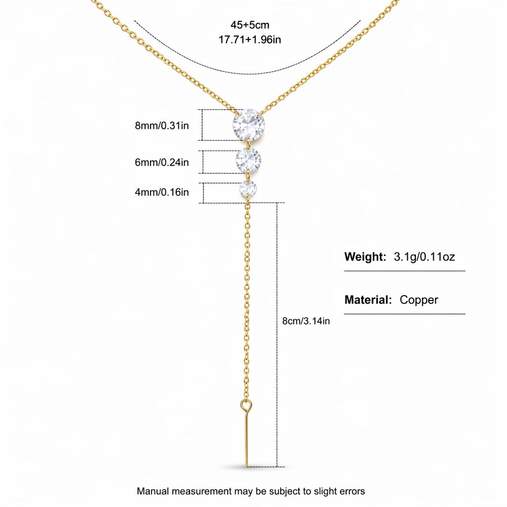 Gradient Water Drop Rhinestone Necklace Set For Women