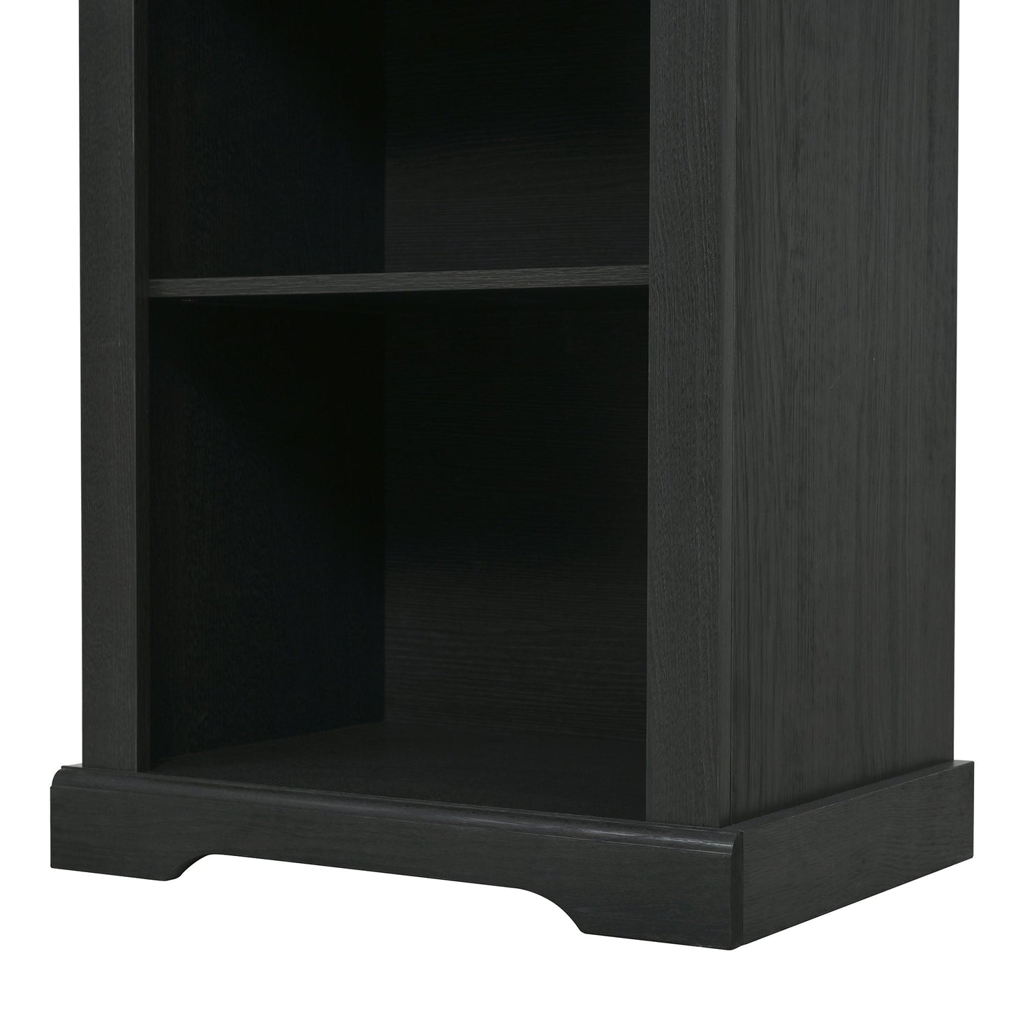 TV Stand 3-Piece Set MDF Walnut Gray Curved Cabinets Fits 70 In TV 109 In