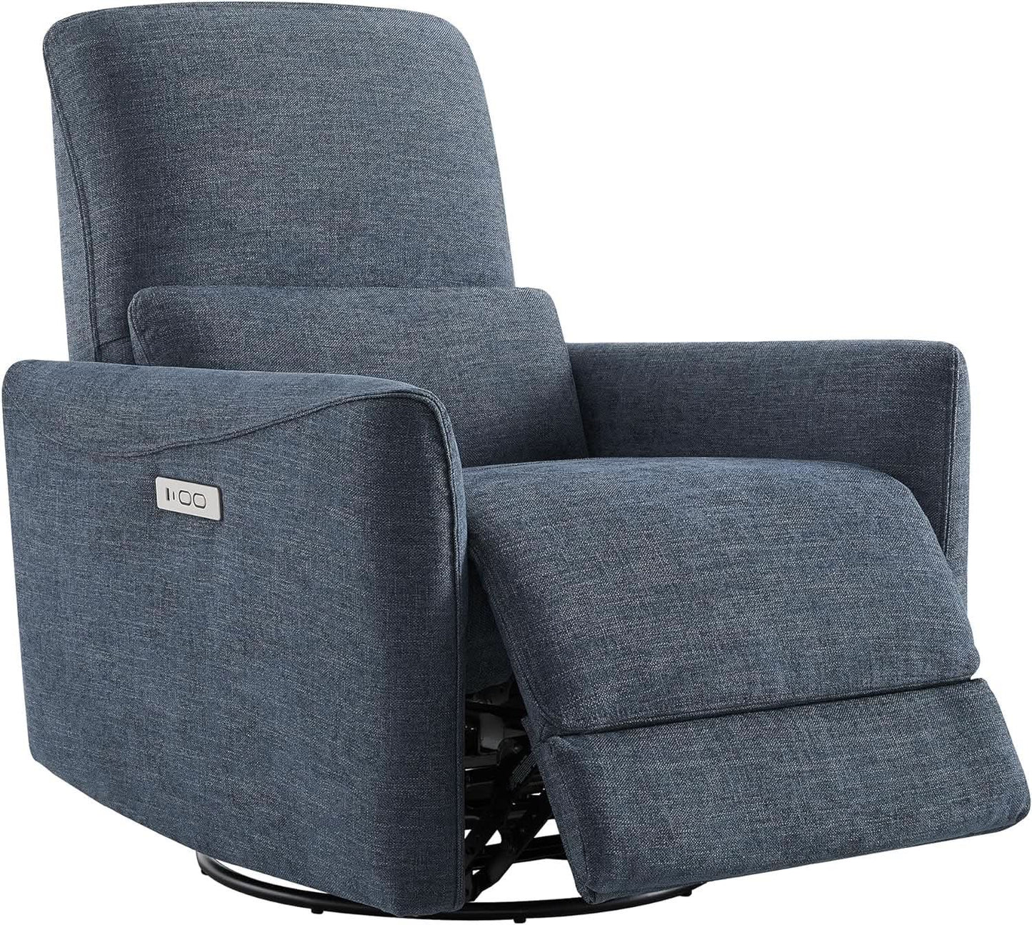 Ink Blue Power Swivel Glider Recliner With USB Charging