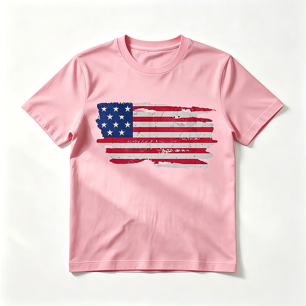 Flag-print Crew-neck Short-sleeve T-shirt