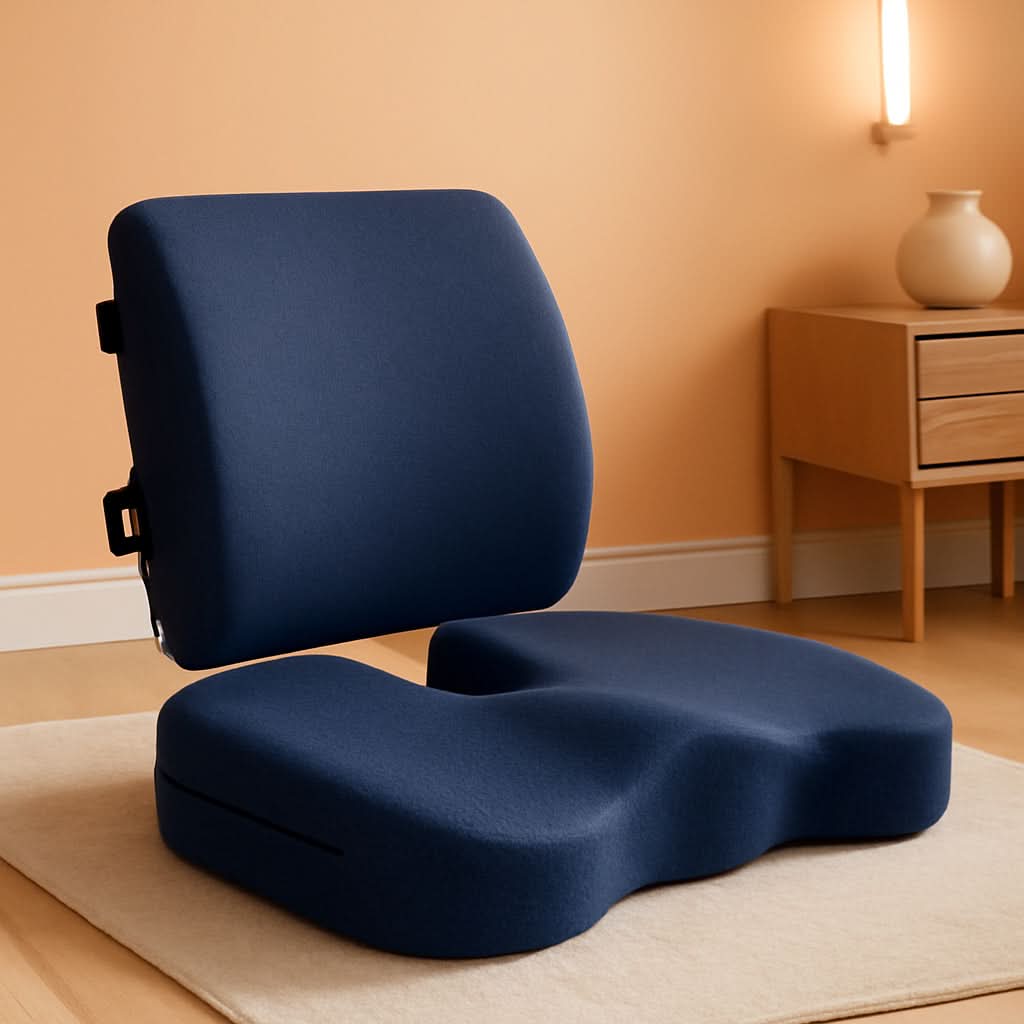 XL Memory Foam Seat Cushion With Lumbar Support Non Slip