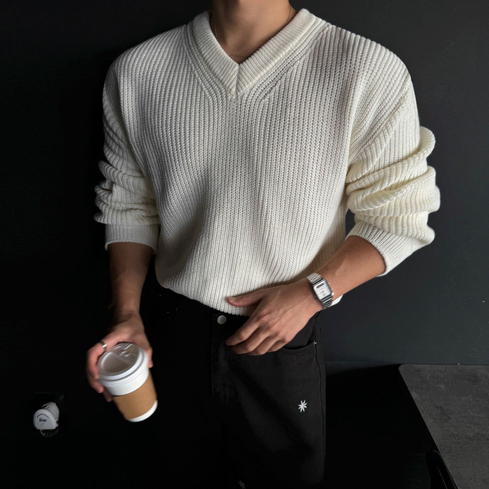 Mens AutumnWinter Loose-Knit Bottoming Sweater