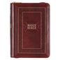 KJV Holy Bible, Compact Large Print Faux Leather Red Letter Edition - Ribbon Marker, King James Version, Burgundy, Zipper Closure - Leather