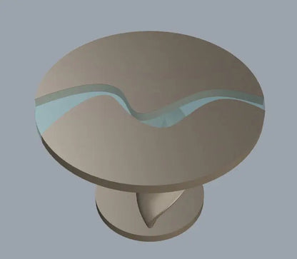 Round Epoxy Resin Table with Wooden Vortex Base Made of Walnut