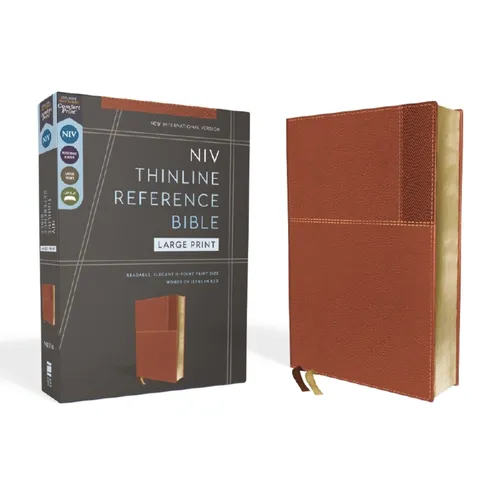 Niv, Thinline Reference Bible (Deep Study at a Portable Size), Large Print, Leathersoft, Brown, Red Letter, Comfort Print - Imitation Leather