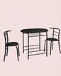 3-Piece Dining Set for 2 – Minimalist Wooden Table + 2 Metal Frame Chairs
