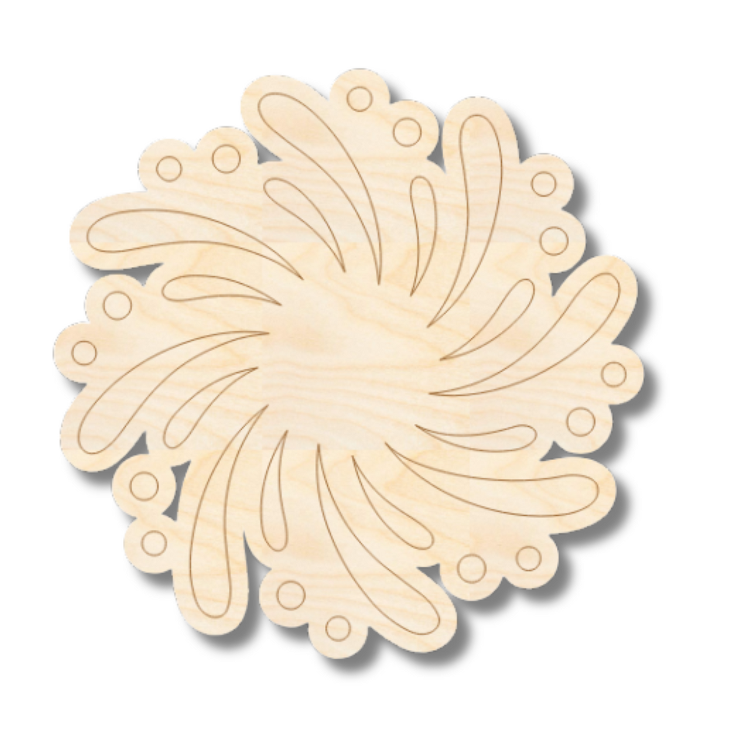 Unfinished Wood Etched Swirl Firework Shape | Paint By Line Crafts | up to 30" DIY