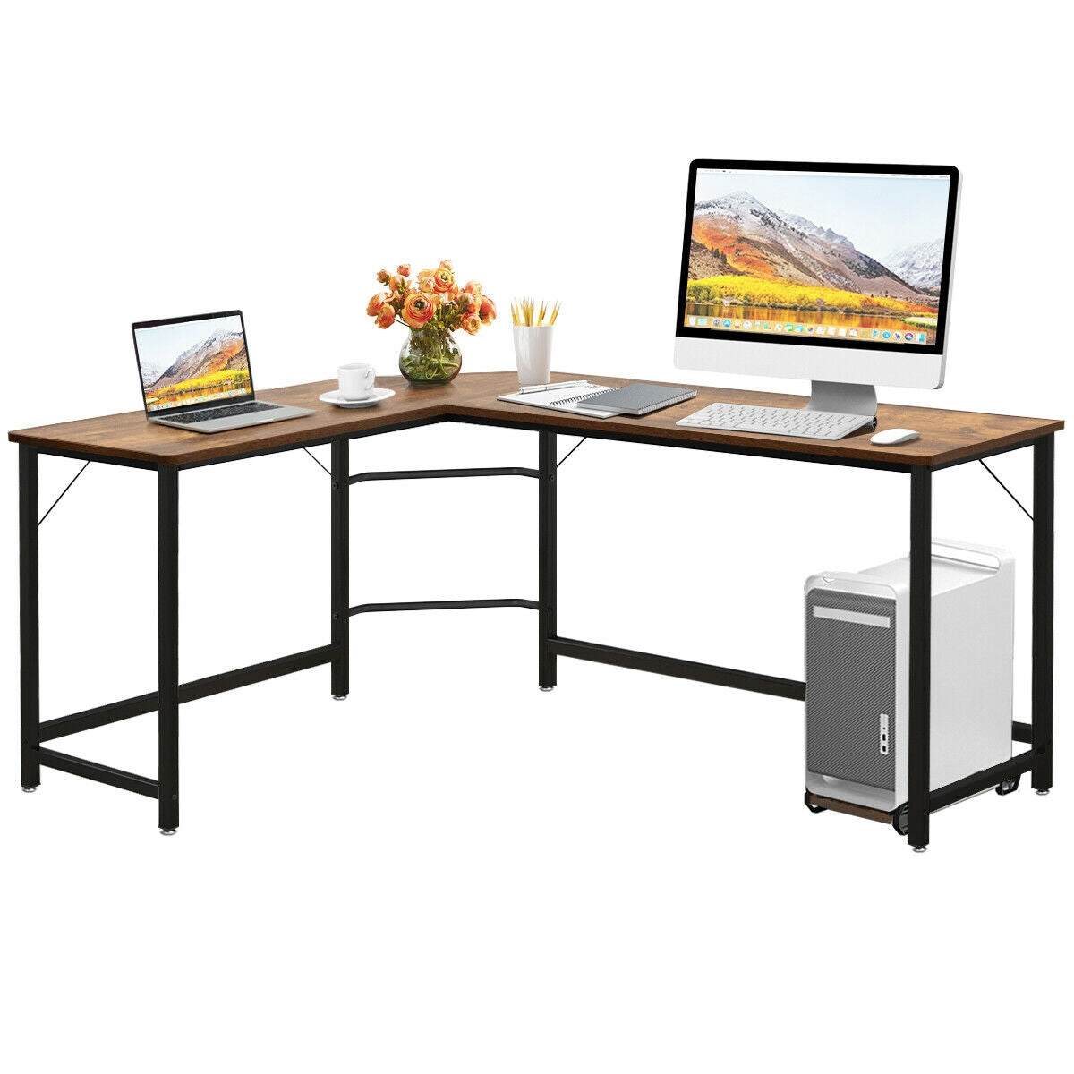 L Shaped Desk Corner Computer Desk PC Laptop Gaming Table Workstation