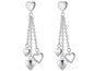 Long Dangling Heart Earrings in White Gold