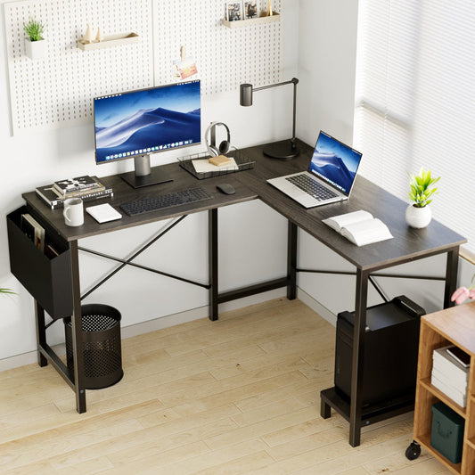 L-Shaped Corner Computer Desk with Storage Pocket