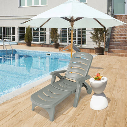 5 Position Adjustable Folding Lounger Chaise Chair