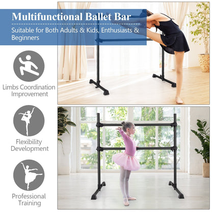 4 Feet Double Ballet Barre Bar with Adjustable Height