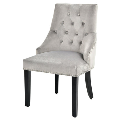 Modern Upholstered Button-Tufted Dining Chair with Naild Trim