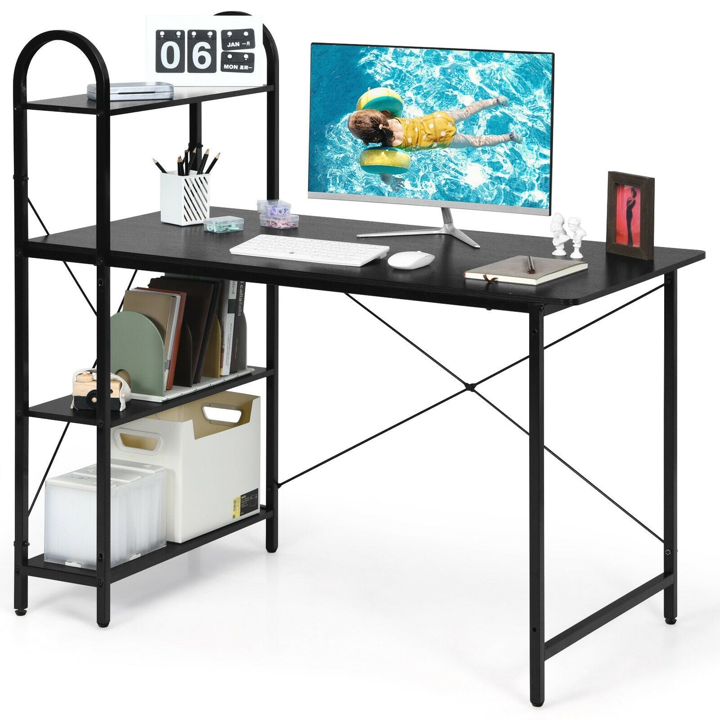 48-Inch Reversible Computer Desk with Storage Shelf