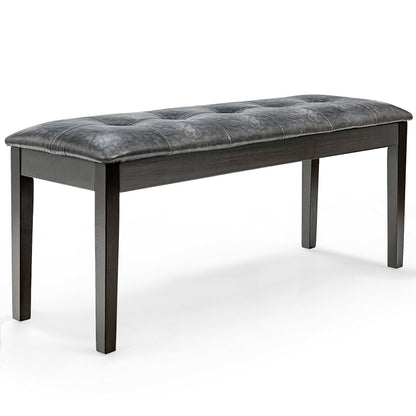 Upholstered Dining Room PU Bench Solid Wood Button Tufted