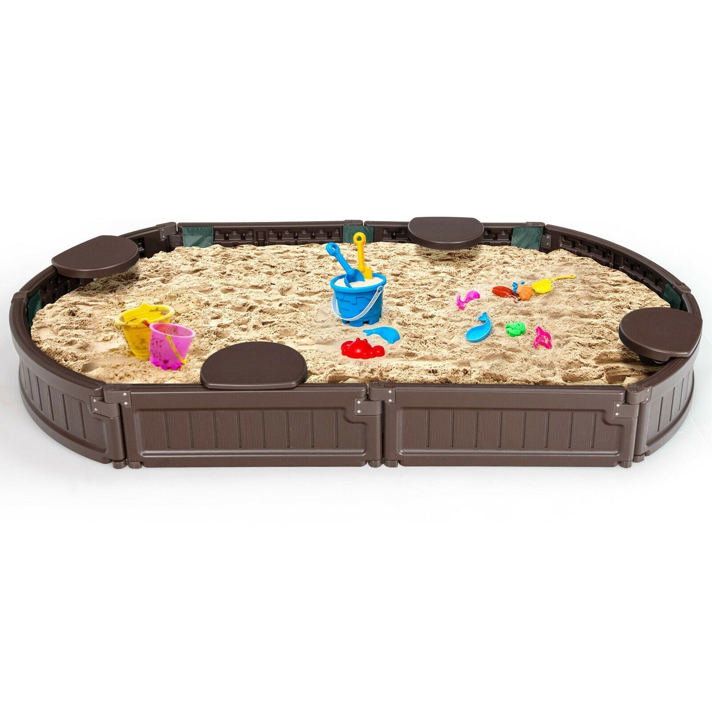 Sandbox with Built-in Corner Seat and Bottom Liner