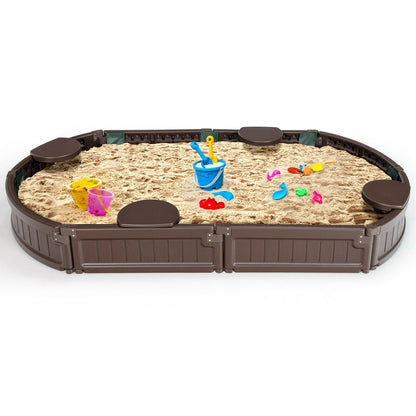 Sandbox with Built-in Corner Seat and Bottom Liner