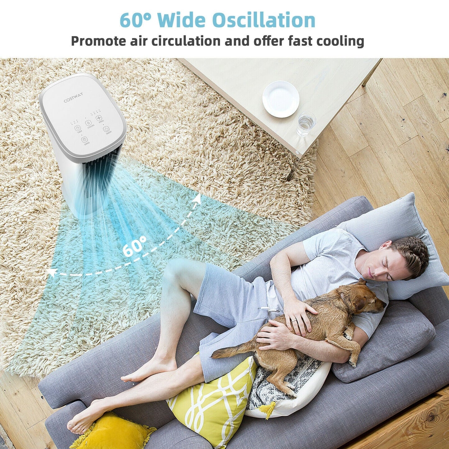 3-In-1 Portable Evaporative Air Cooler with Timer-White