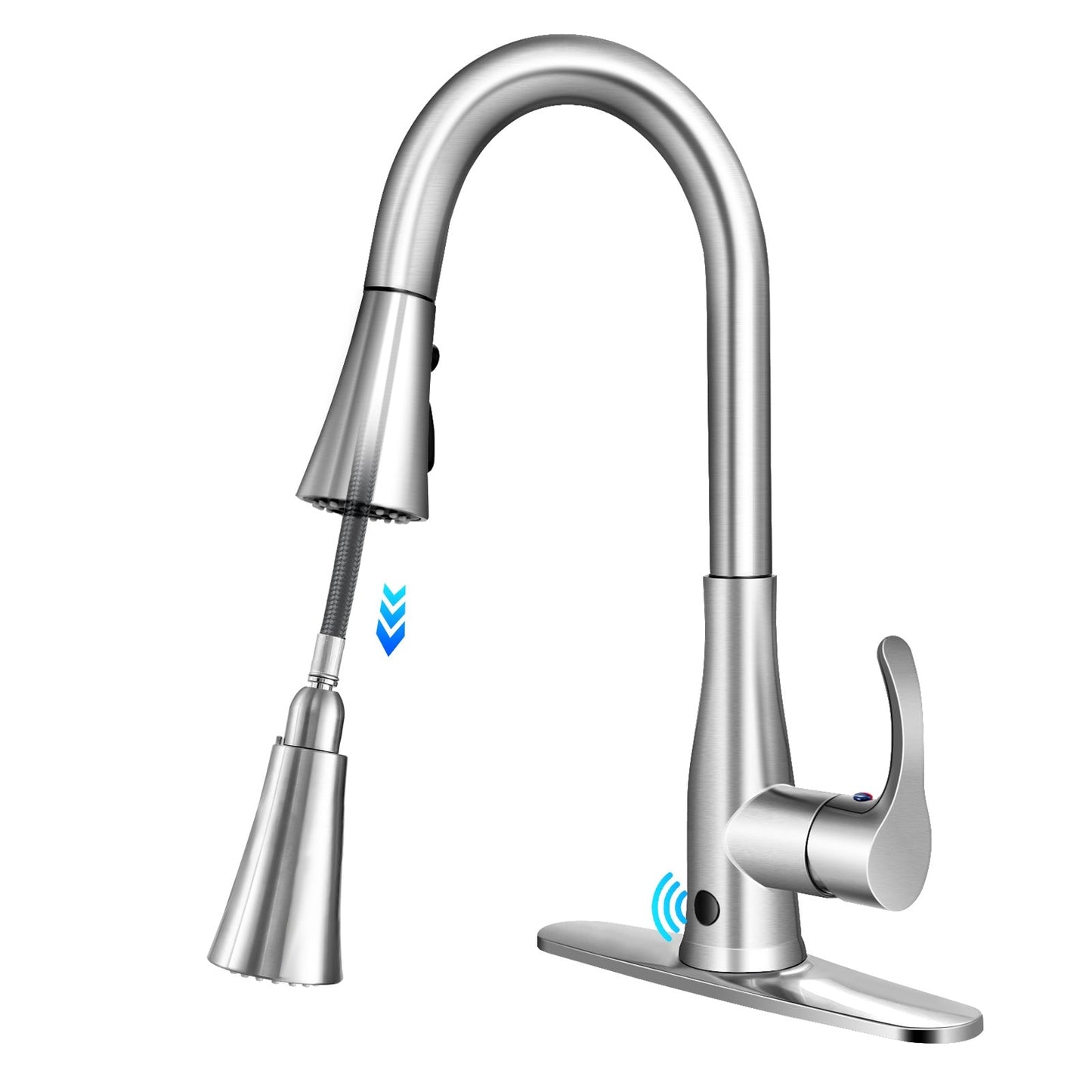 Touchless Kitchen Faucet with 360¬∞ Swivel Single Handle Sensor and 3 Mode Sprayer