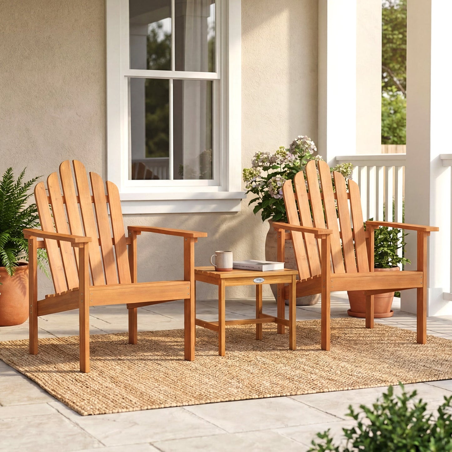Stackable Adirondack Chairs - Solid Acacia Wood (2-Pack)
