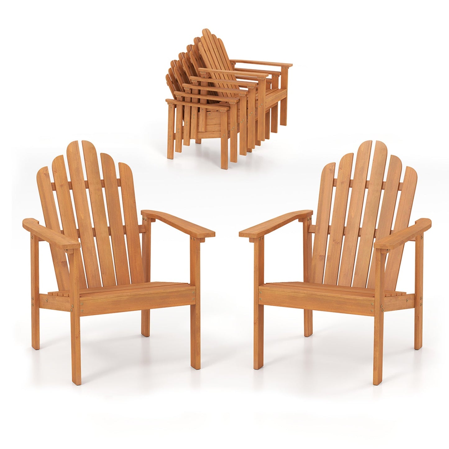 Stackable Adirondack Chairs - Solid Acacia Wood (2-Pack)