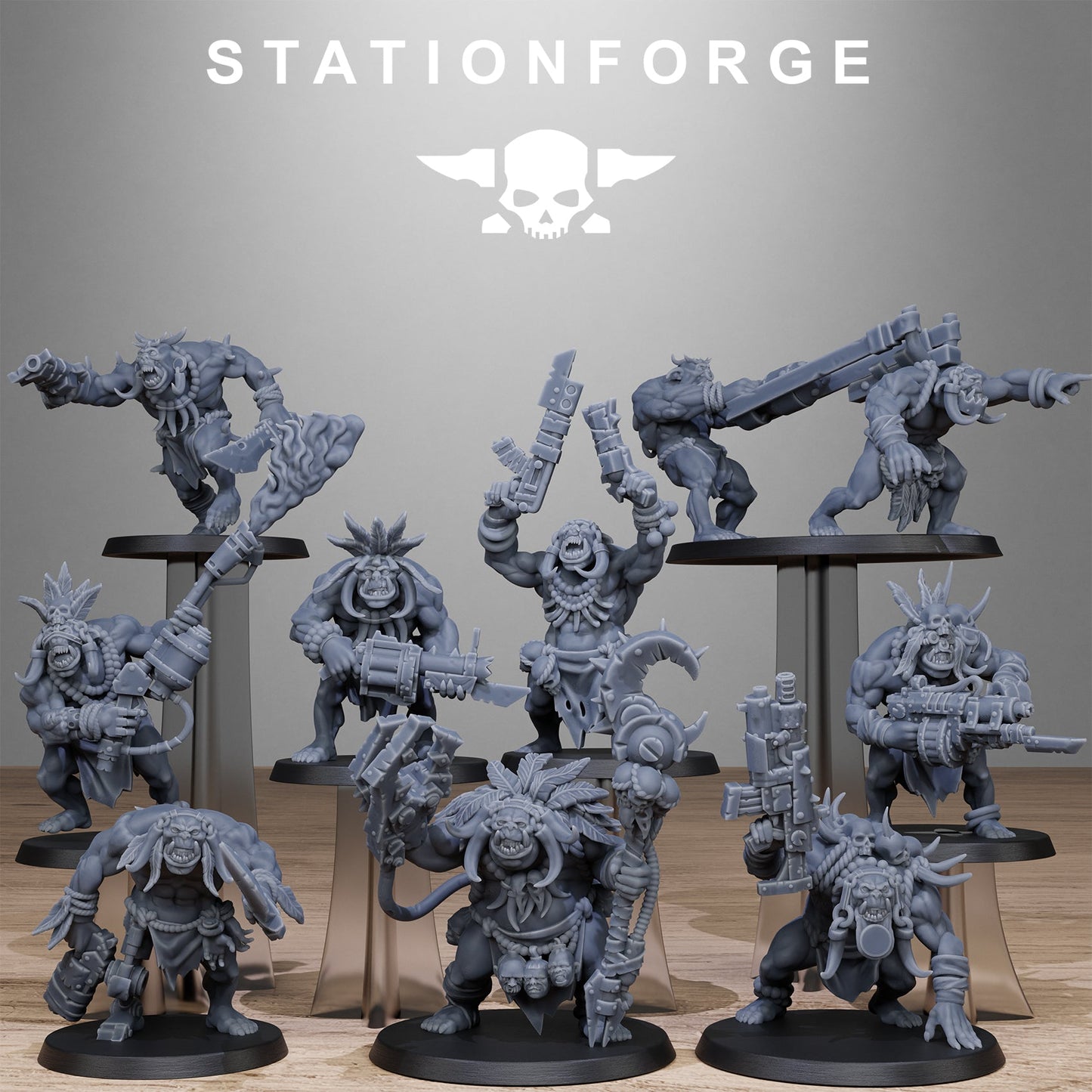 3D Printed Orkaz Tribal Infantry by StationForge Miniatures