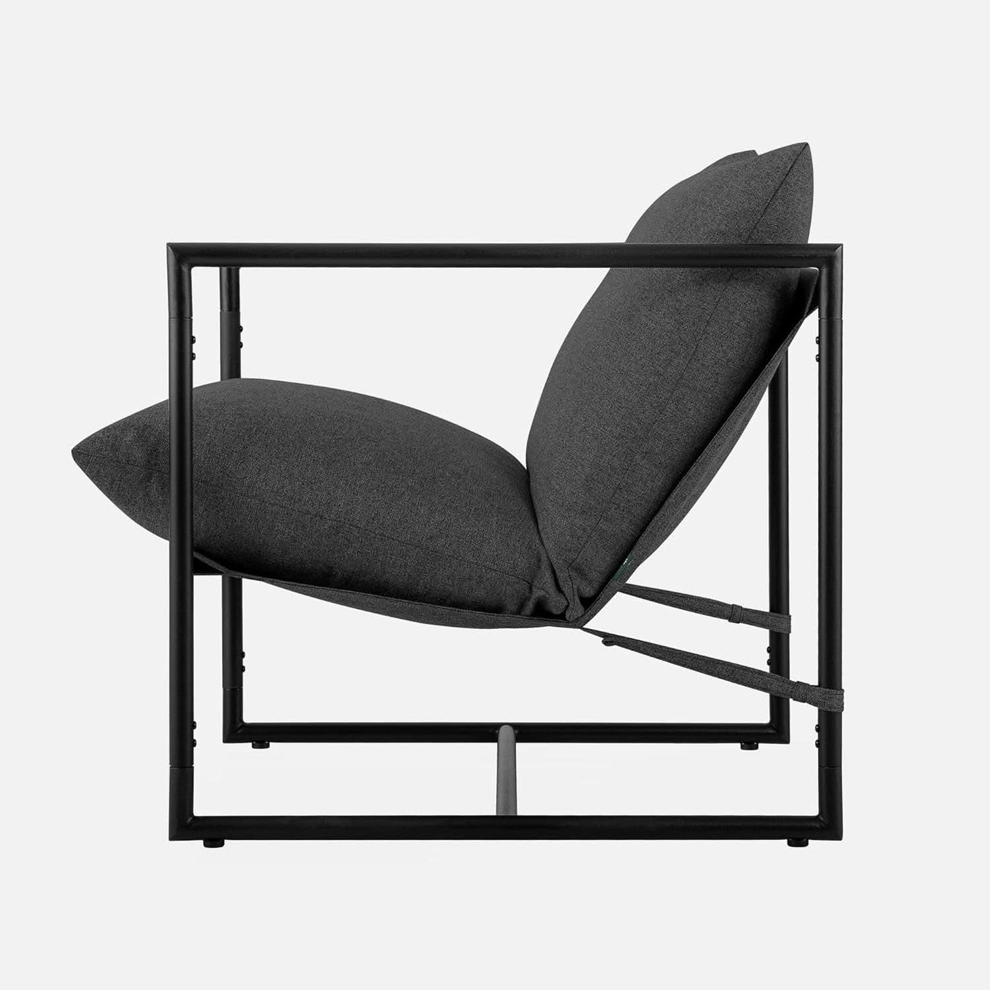 Aidan Sling Chair Dark Grey Metal Frame Shredded Foam