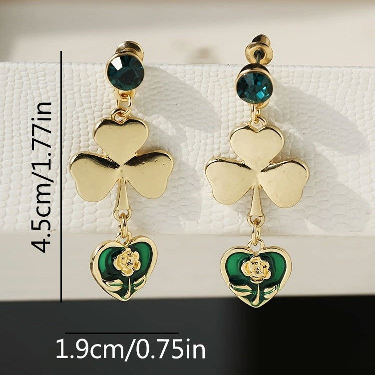 Women New Niche Floral Heart Drop Earrings, Wholesale High-End Light Luxury Ladies Ear Ornaments