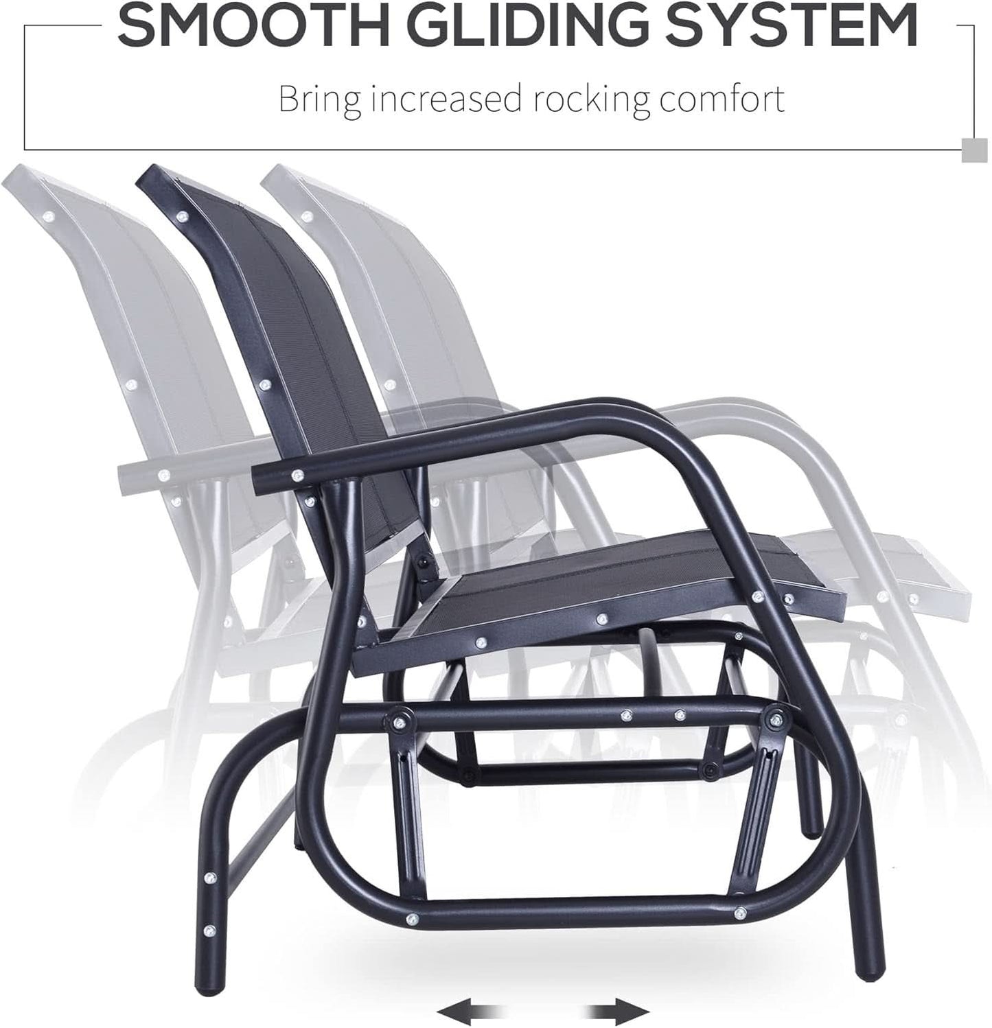 Two Person Outdoor Glider Bench with Steel Frame
