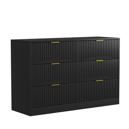 Dresser Modern 6-Drawer Black Particle Board 47.2x15.74x30.3 In