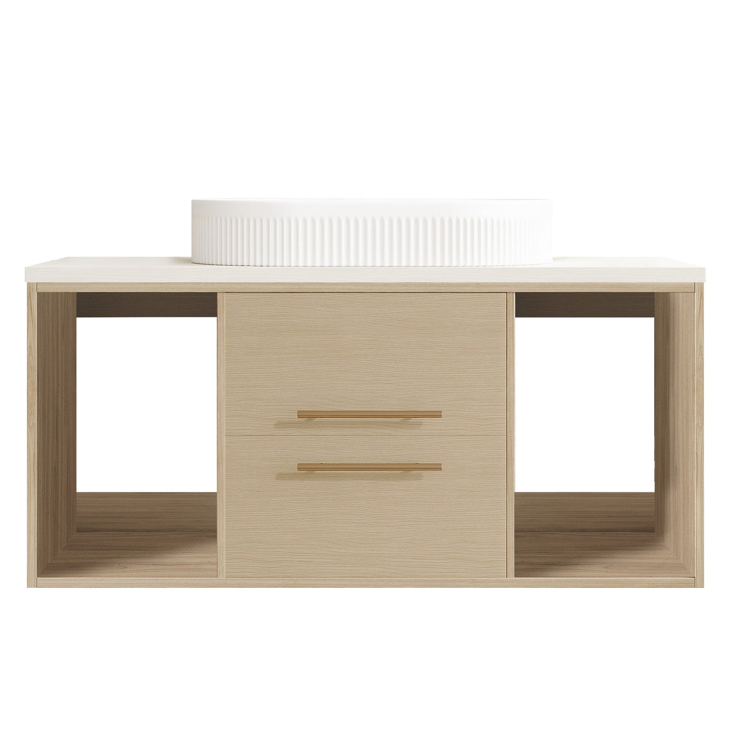 Modern 39.3 Wall-Mounted Bathroom Vanity with Oval Ceramic Sink Floating Vani...