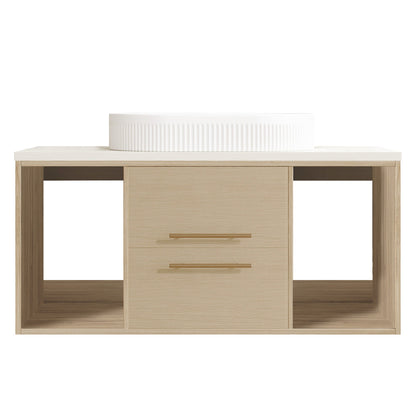 Modern 39.3 Wall-Mounted Bathroom Vanity with Oval Ceramic Sink Floating Vani...