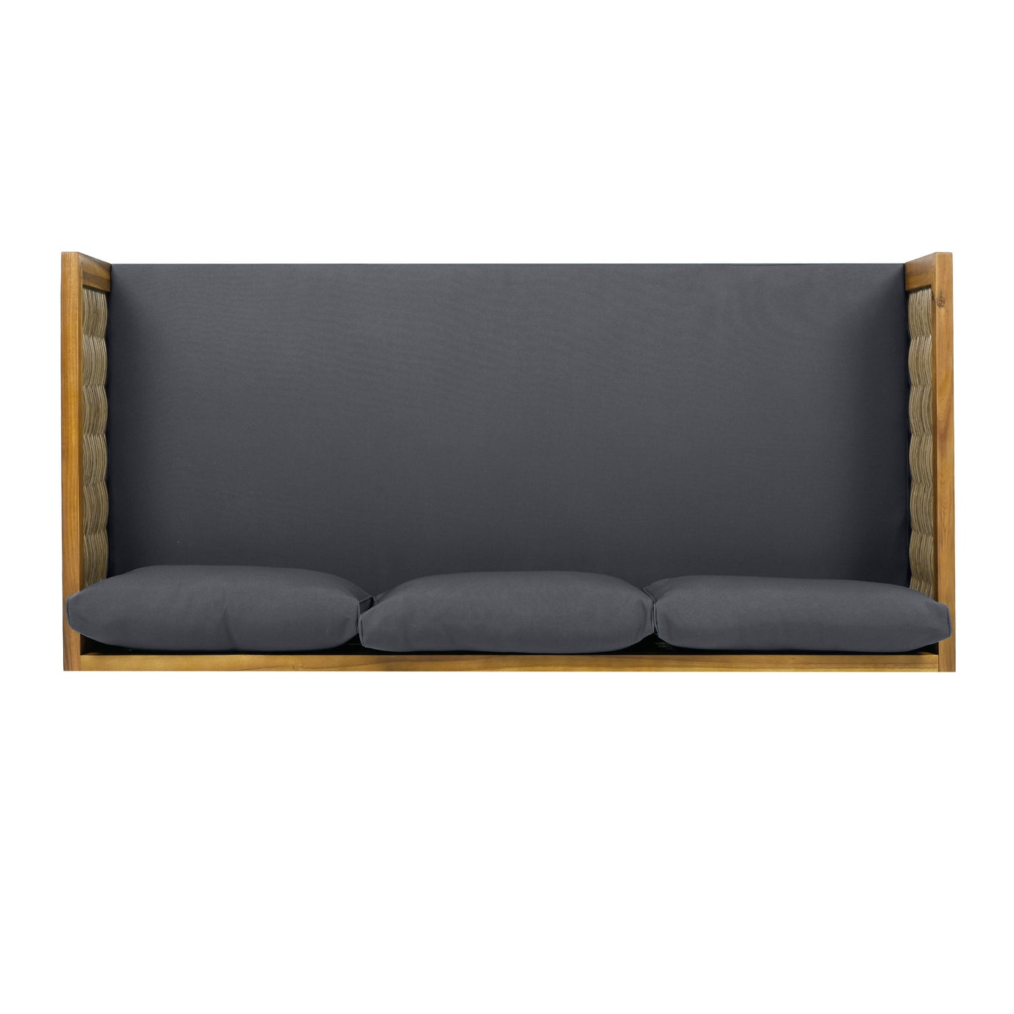 Outdoor Patio Set Acacia Wood Wicker Teak Dark Gray Daybed 2 Piece 600 LB