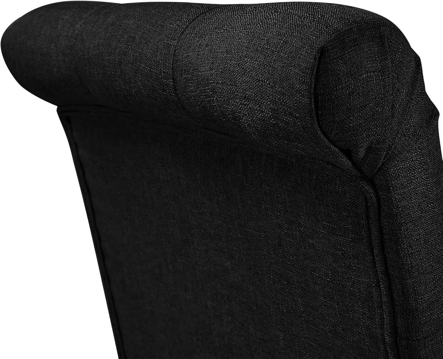 Tufted Upholstered Dining Chair Pair With Solid Wood Legs Black