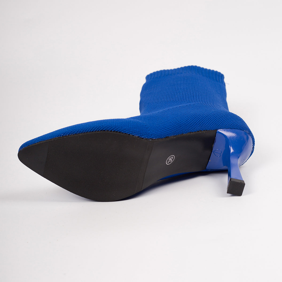 2026 Klein Blue Stretch Knit Sock Ankle Boots For Women, Pointed Toe Thin Stiletto Heel Slip-On Slim Booties
