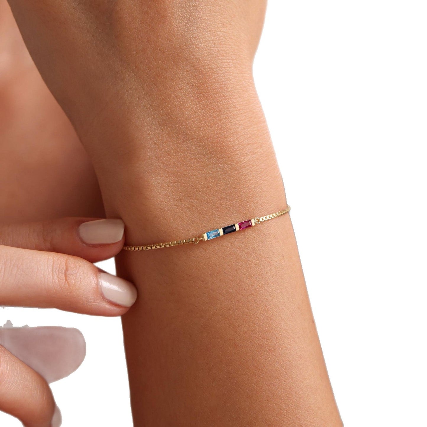 Birthstone Micro-paved Gold-plated Clavicle Necklace