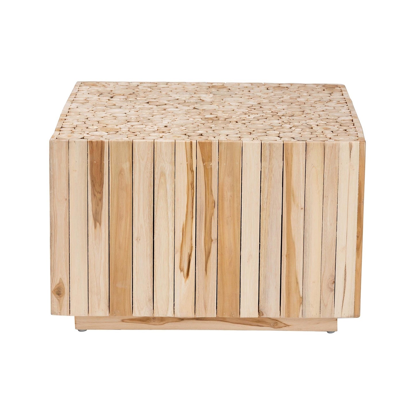 Bohemian Natural Teak Wood Coffee Table with Unique Repurposed Wood Logs