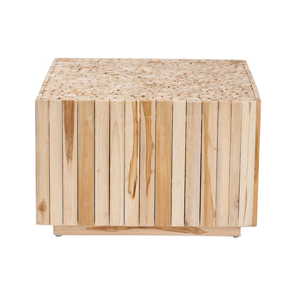 Bohemian Natural Teak Wood Coffee Table with Unique Repurposed Wood Logs