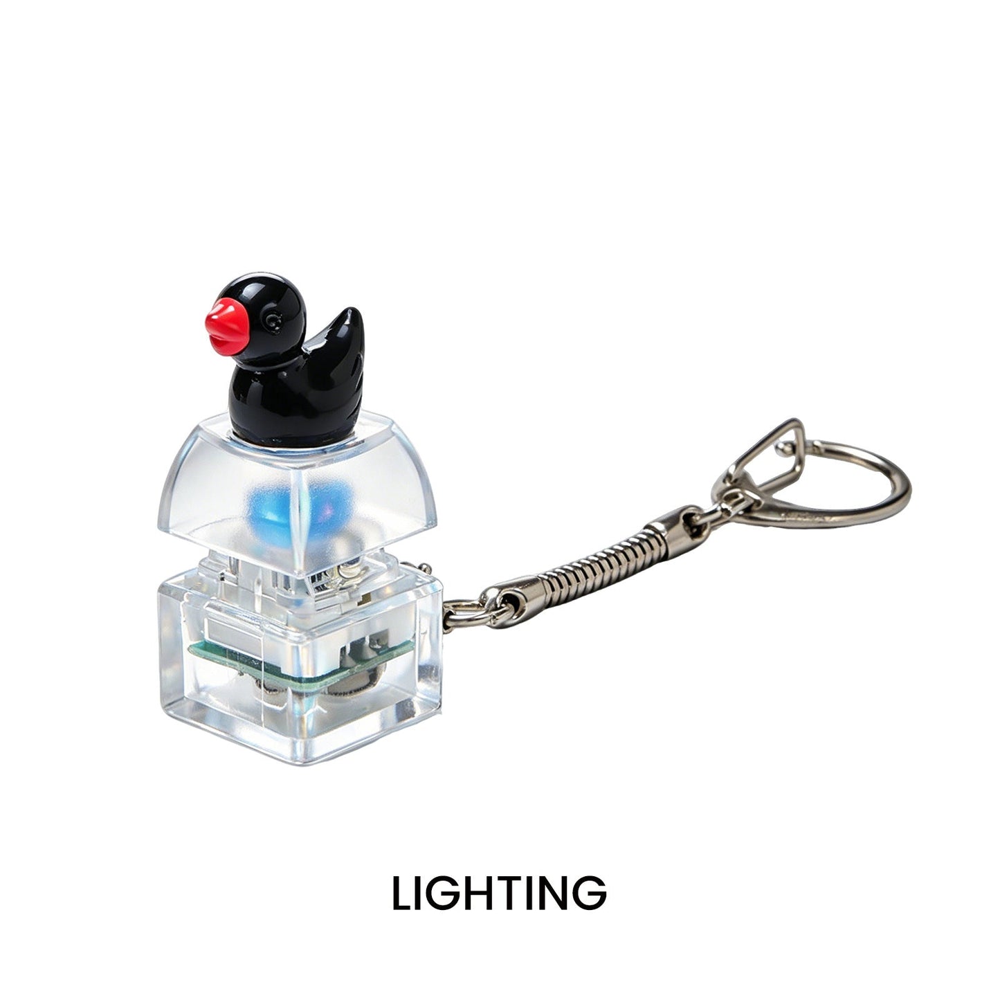 DOWMOO Glowing Button Squeeze Keychain - Glowing, Press And Flashing, Stress-Relief Pendant - Little Duck Keychain