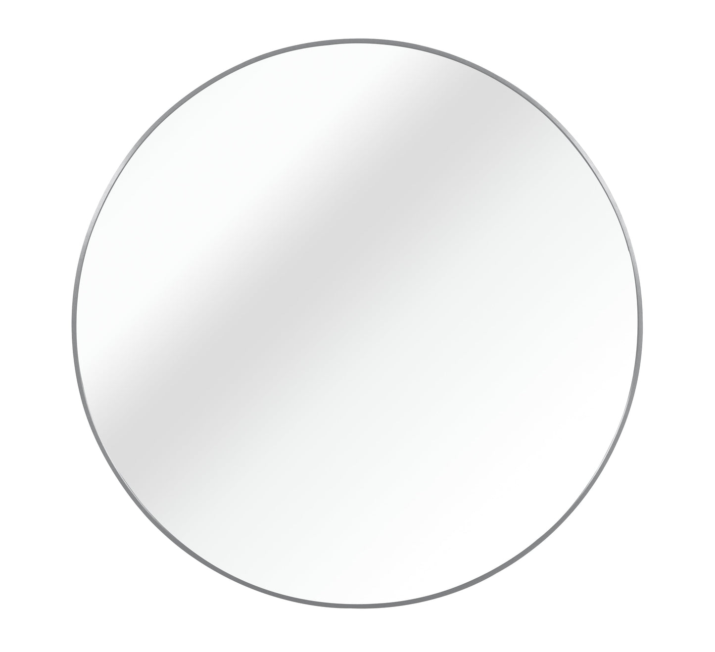 Wall Mirror Round Aluminum Frame Silver 42 In HD Glass Shatterproof Film